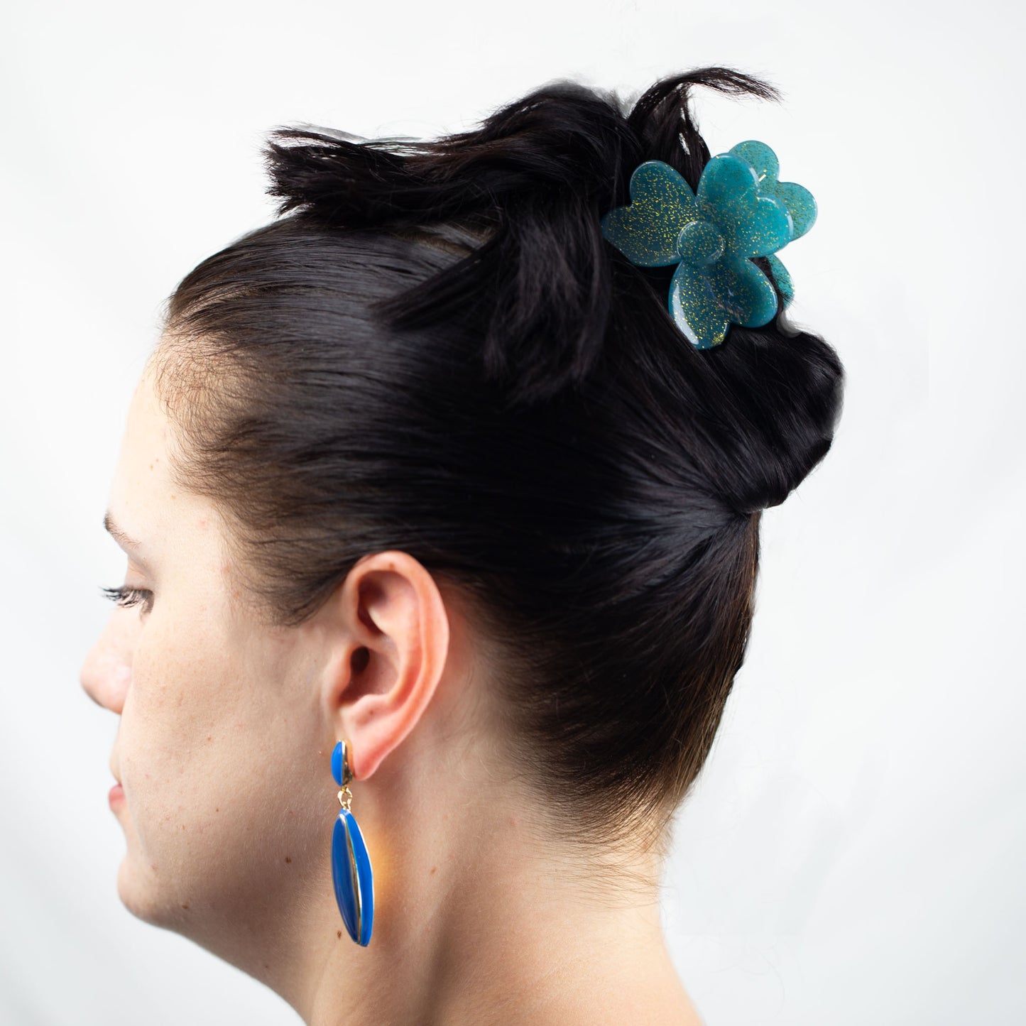 Set 3 clame păr în formă de floare cu puncte aurii - Whitchy Mix