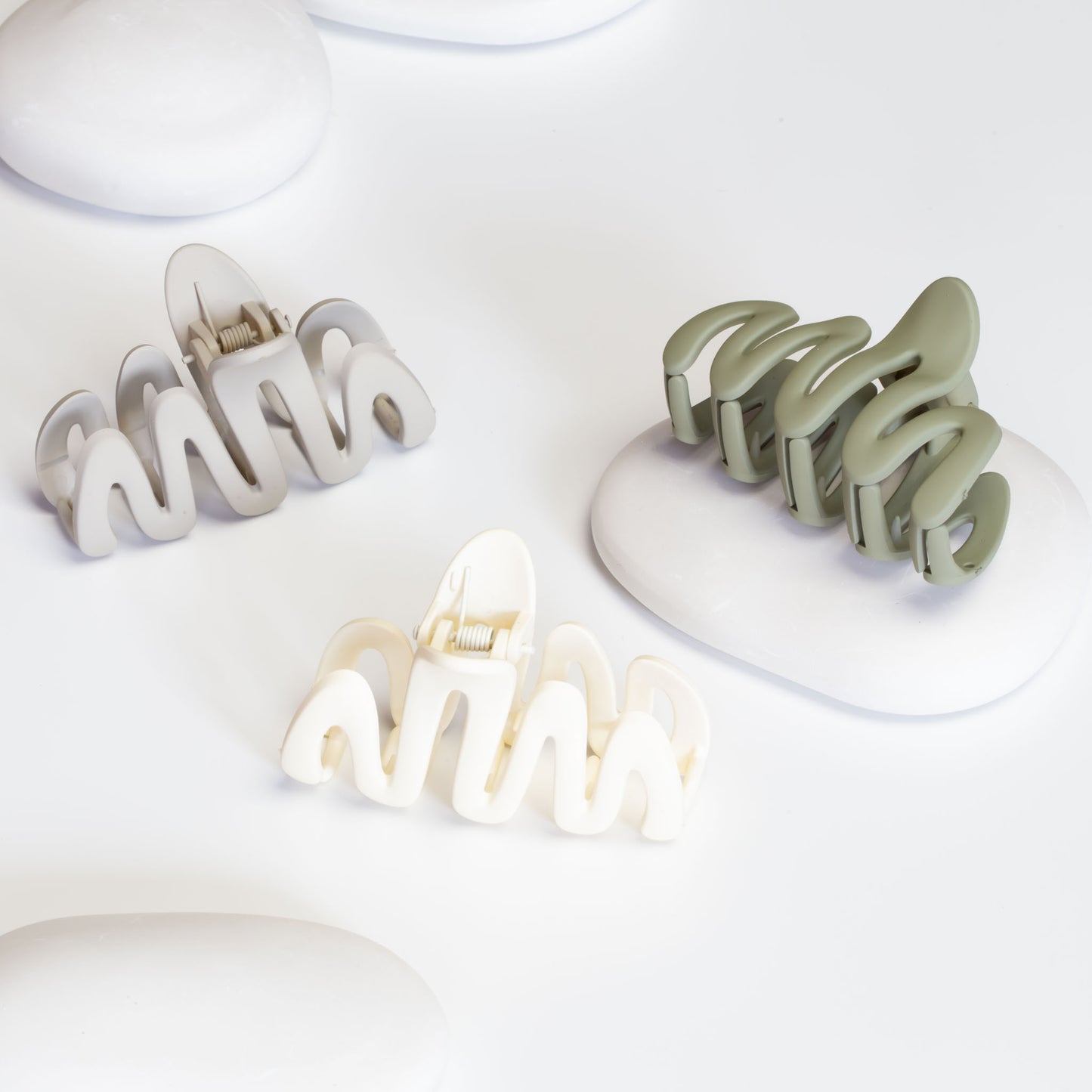 Set 3 clame păr progressive waves cu textură de silicon - City Mix