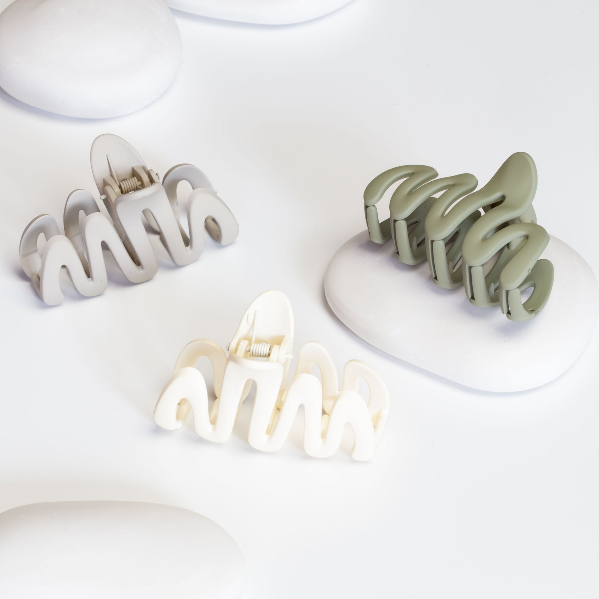 Set 3 clame păr progressive waves cu textură de silicon - City Mix