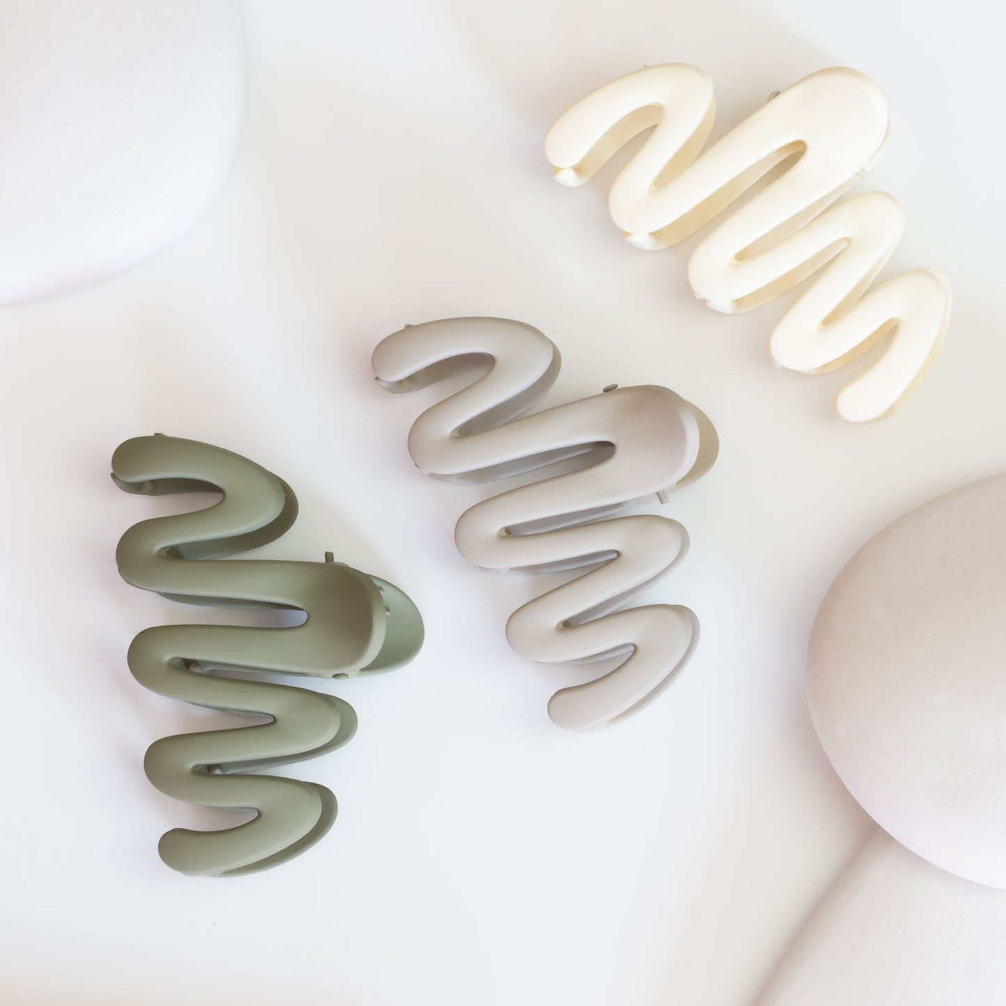 Set 3 clame păr progressive waves cu textură de silicon - City Mix