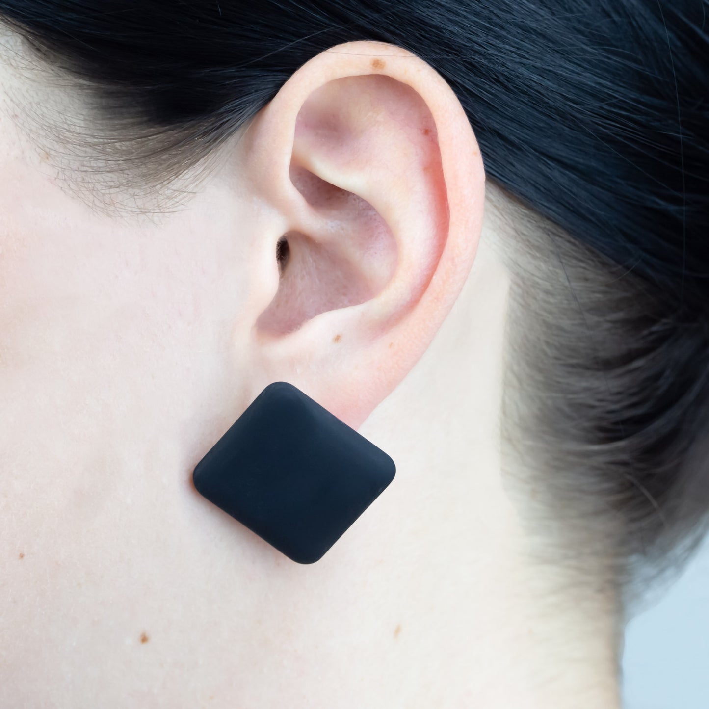 Set cercei buton slim & mochi cu textură de silicon, 2 perechi - Negru