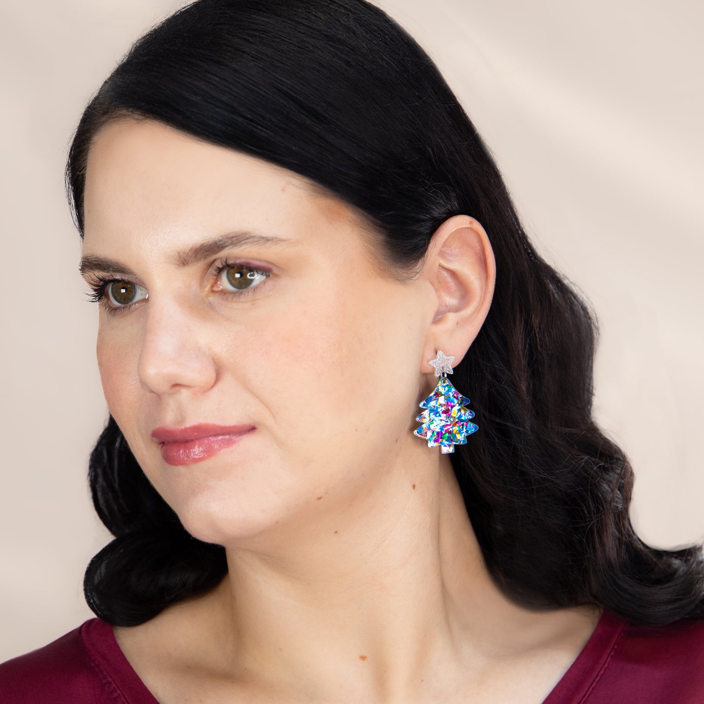 Set cercei cu motive de Crăciun Confetti Christmas, 2 perechi - Auriu, Albastru