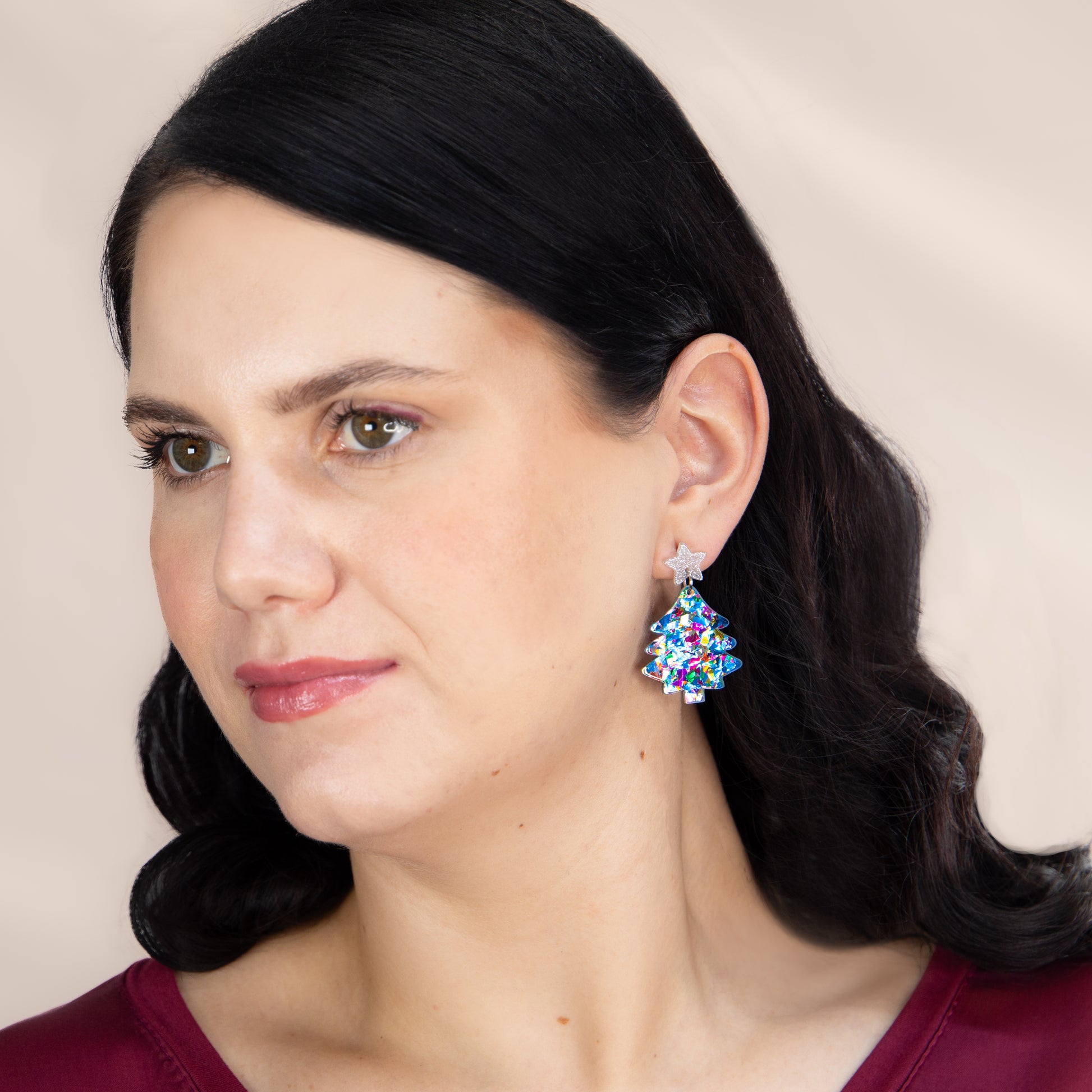 Set cercei cu motive de Crăciun Confetti Christmas, 2 perechi - Auriu, Albastru