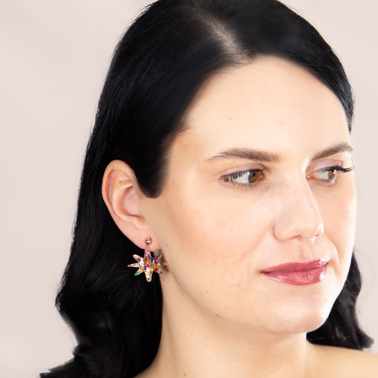 Set cercei cu motive de Crăciun Confetti Christmas, 2 perechi - Auriu, Albastru