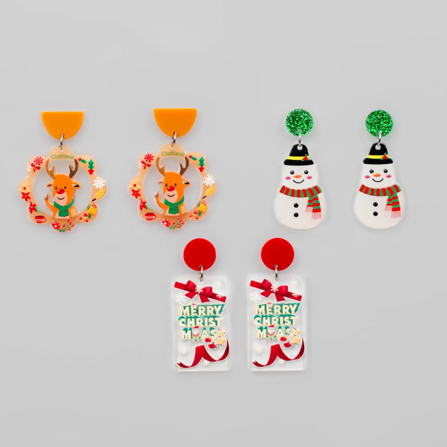 Set cercei cu motive de Crăciun, frosty vibes, 3 perechi