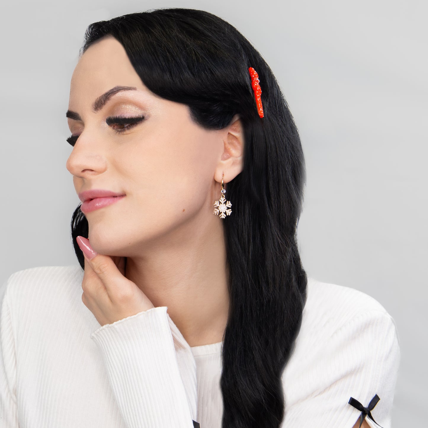 Set cercei cu motive de Crăciun Frozen Forest, 2 perechi - Alb, Verde, Roșu