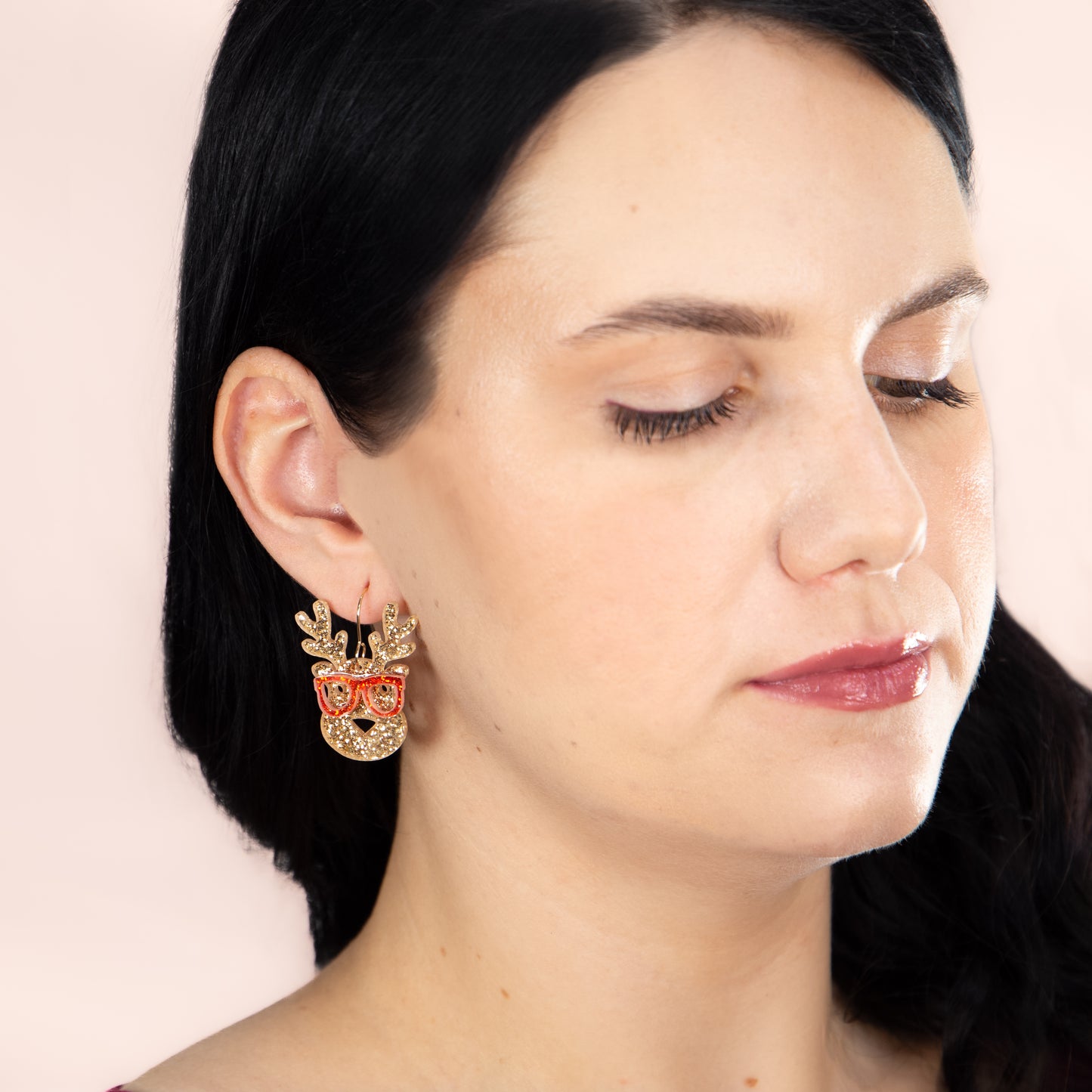 Set cercei cu motive de Crăciun, Merry Trio, 3 perechi - Roșu, Auriu