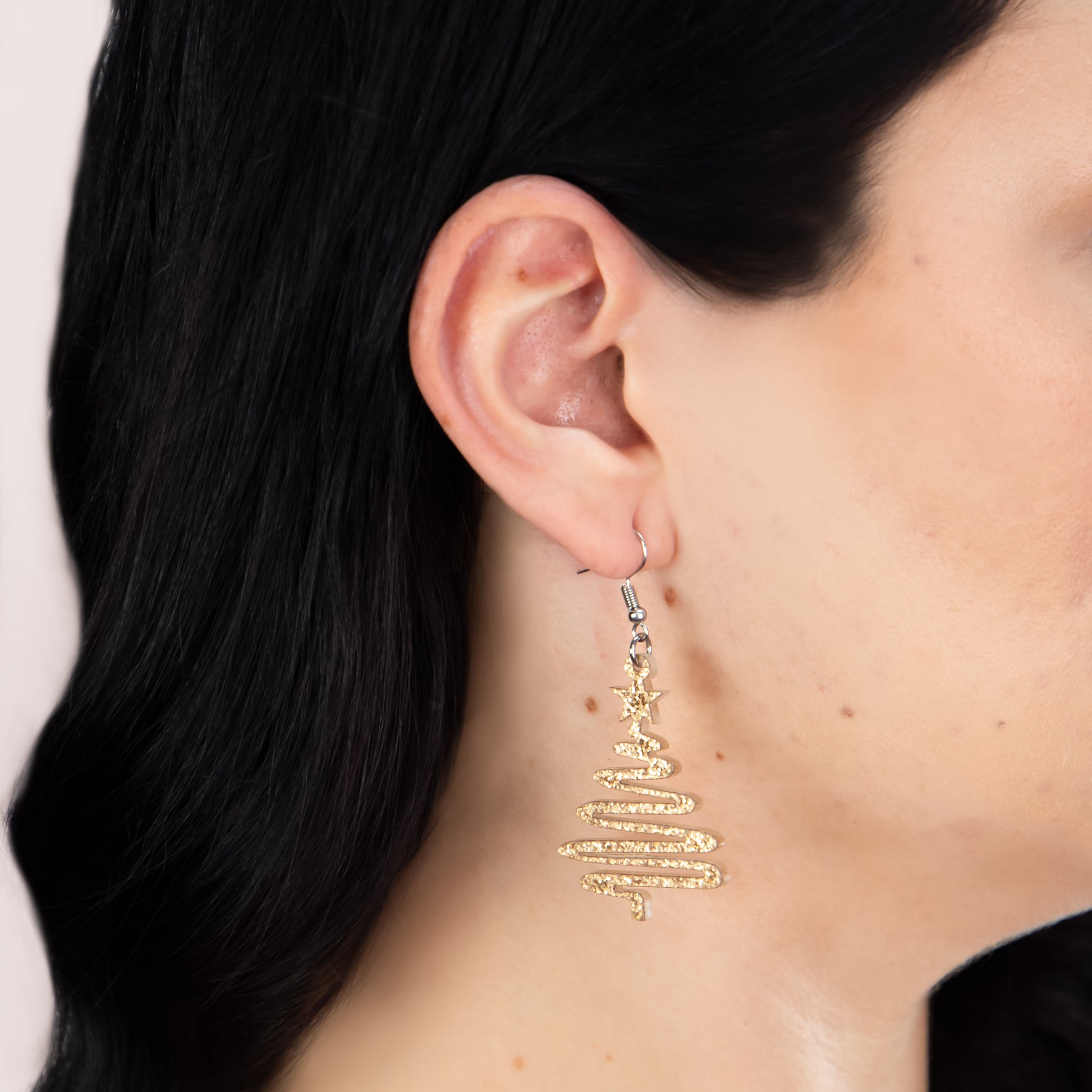 Set cercei cu motive de Crăciun, Merry Trio, 3 perechi - Roșu, Auriu