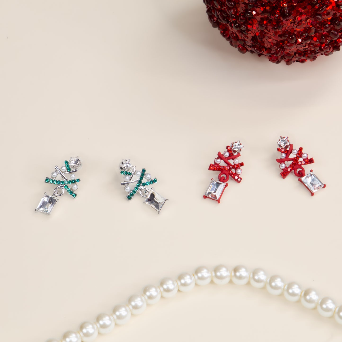 Set cercei cu motive de Crăciun Twinkle Trees, 2 perechi - Festive Duo