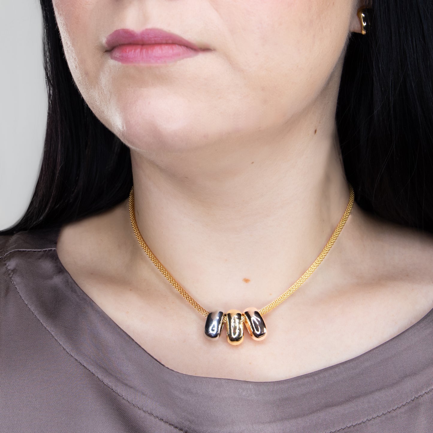 Set colier și cercei auriu - Golden Glamour