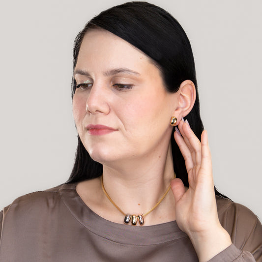 Set colier și cercei auriu - Golden Glamour