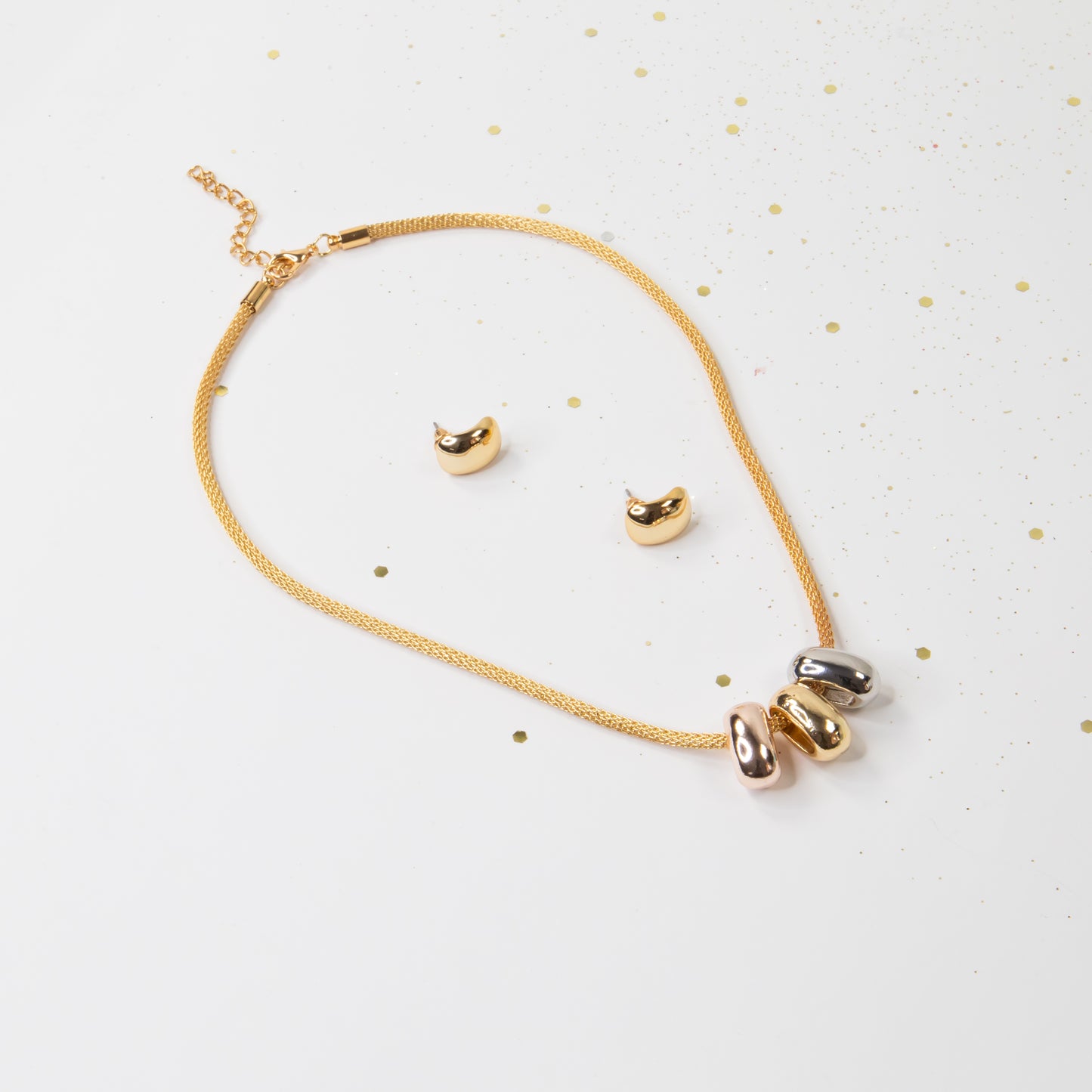 Set colier și cercei auriu - Golden Glamour