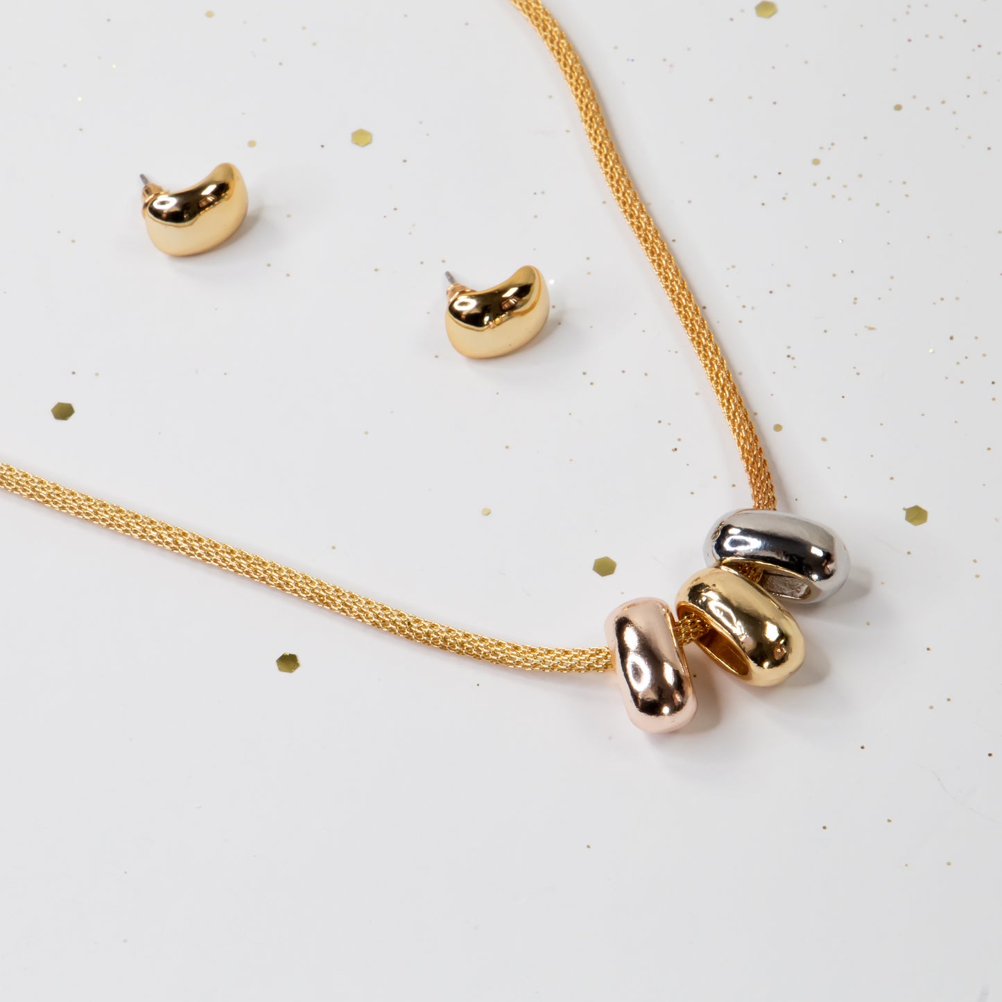Set colier și cercei auriu - Golden Glamour