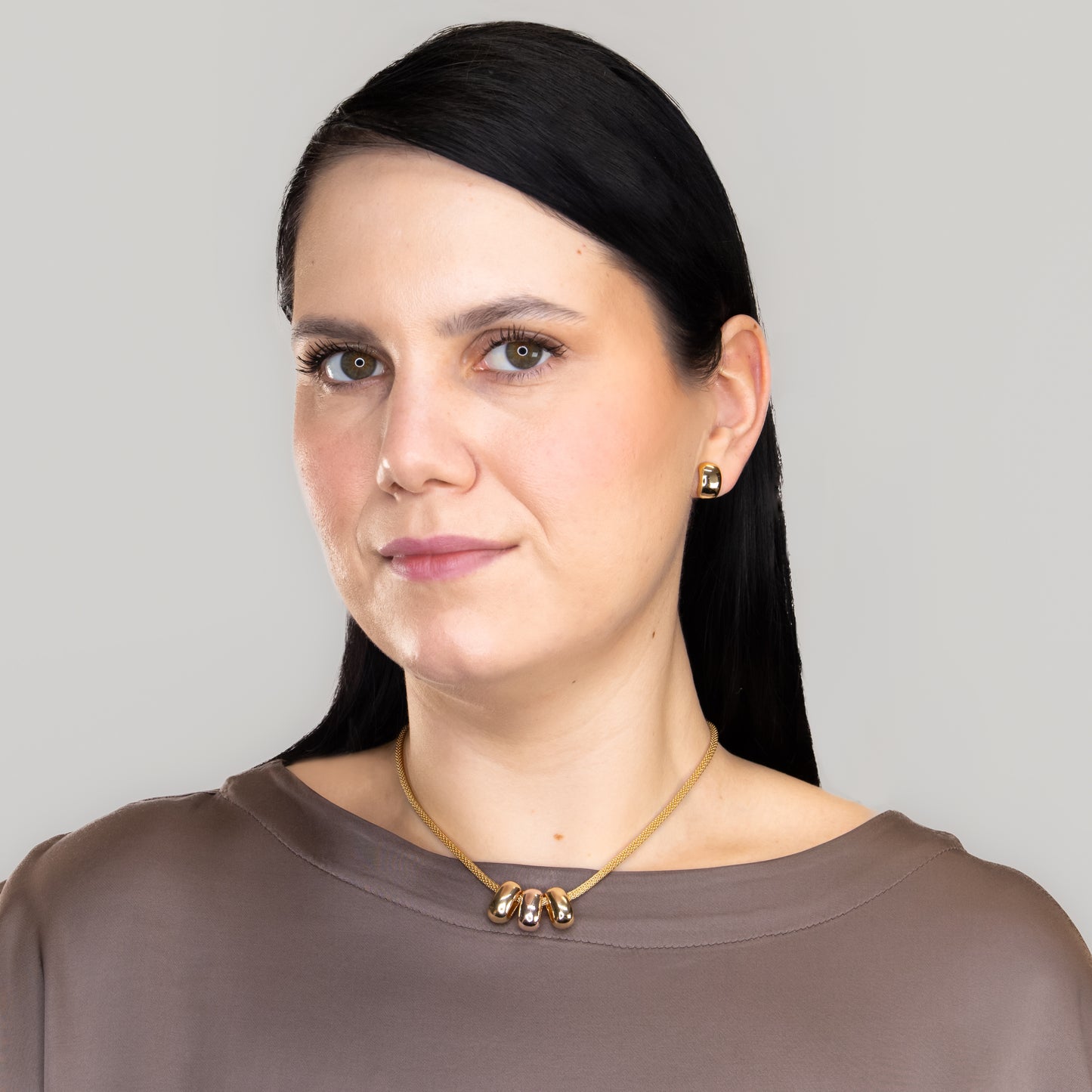 Set colier și cercei auriu - Luminous Glamour