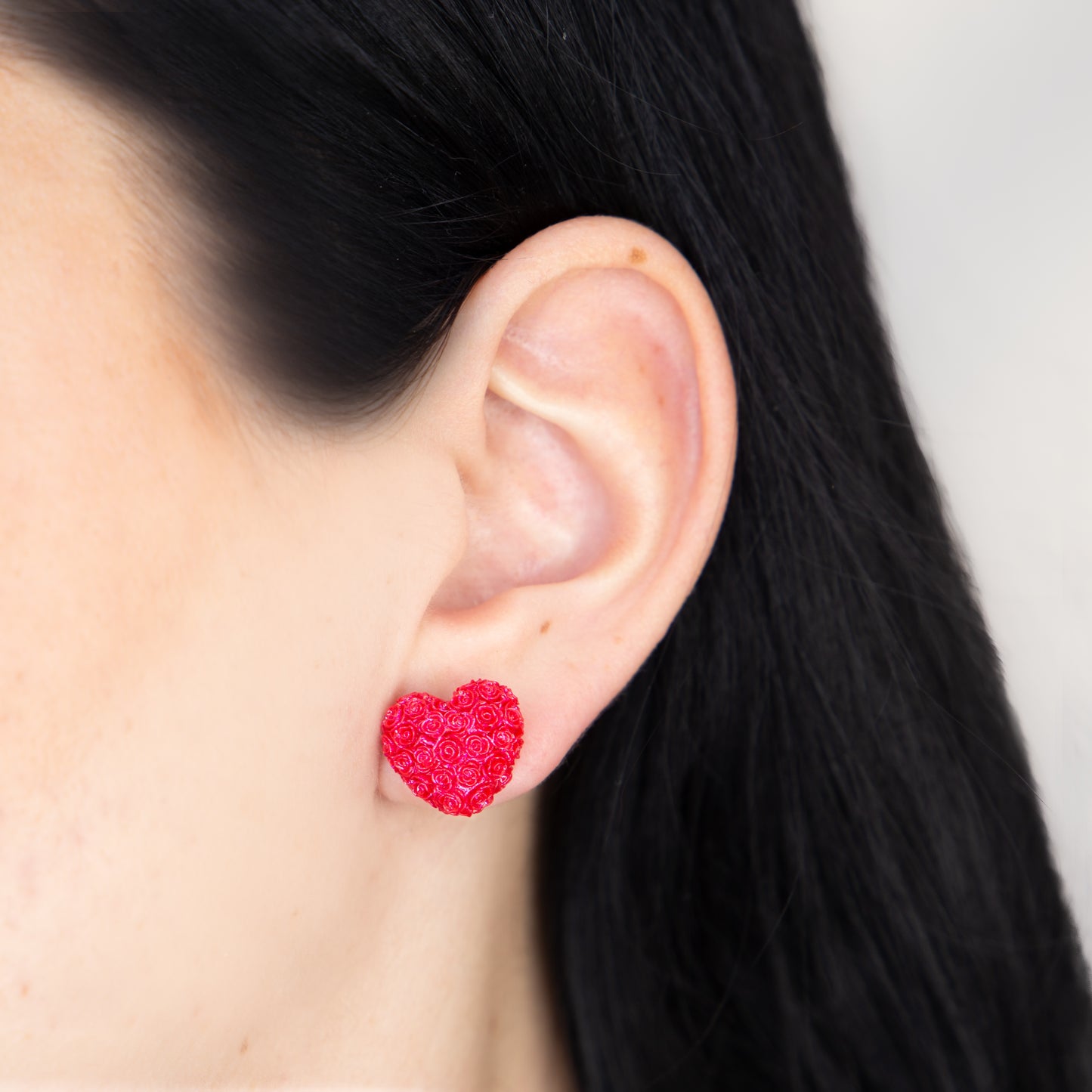 Cercei Delicate Rose Heart - Roșu